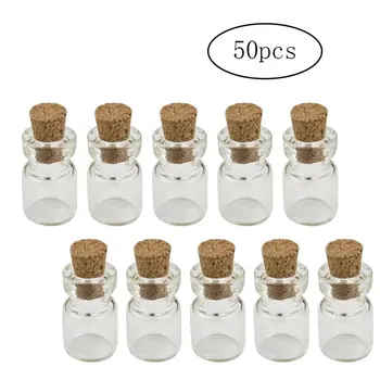 50tk 0,5 ML Mini Klaasist Pudelid Õrn Korgist Korgid Soovi Pudelid DIY Kääbus Pudelid Kasuks Armas Väike Klaas Purgid