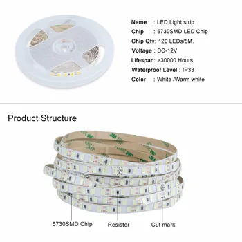5730 LED Valgus 600 Led-5M-12V Kõrge Luumenit Värelus-Free, LED Diood Lint Lint Lamp PC TV Taust Decor Valge/Soe Valge