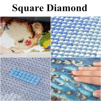 5D DIY Diamond Käsitöö Mosaiik Lõuend Home Decor Täis Square Puuri Tee Set ristpistes Käsitöö Seina Number Kit Maali