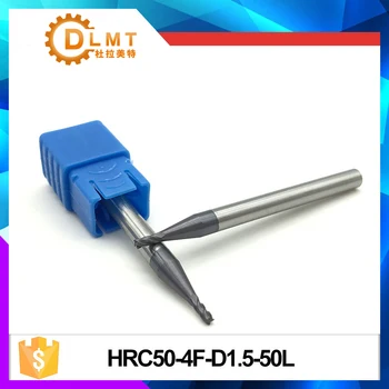 5pc HRC50 4F 1mm 1,5 mm 2 mm 2,5 mm EndMills 50L 4Flute Sirge Varre Korter EndMills jaoks CNC Machine Tool Tarvikud