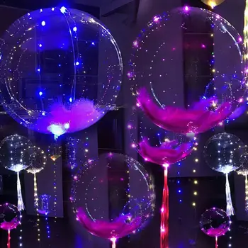 5Set 20inch Helendav Läbipaistev Bobo Mull Õhupallid Valentine Pulmi, Sünnipäeva Decor Värviline LED String süttib Ballon
