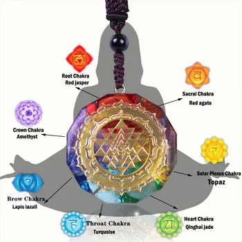 7 Chakra Energia Kaelakee Orgonite Ripats Sri Yantra Ripats Kaelakee Püha Geomeetria Meditatsiooni Ehted