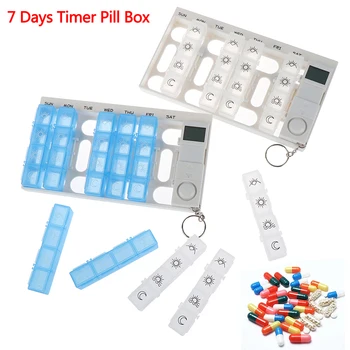 7 Päeva Pill Box Meditsiin Pill Juhul Abimees LED Taimer Meeldetuletus 28 Võrgud Nädala Tablettide Säilitamine Tablettide Jaotur, Äratuskell, Kuuma