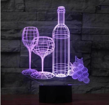 7 Värve Muutke 3D Led Veini Klaasist Laud Lambi Home Decor Crescent Kerge Beebi Toas Magada Viinamarja-Öine Valgus
