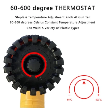750W kuuma õhu püstol Heat Gun Reguleeritav temperatuur keevitus püstol Auto plastikust toru keevitus remont vahend 100-600 kraadi
