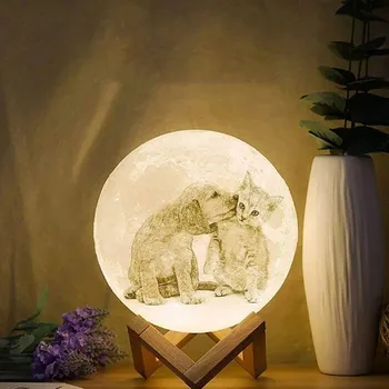 8-22CM Kohandatud 2/16 Värvid 3D Print LED Moon Light Touch/24Keys puldiga Öö Lamp Baby Lapsed, Kodu Kaunistamine