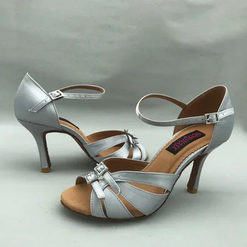8.5 cm kontsa Seksikas Elegantne ladina Tantsu Kingad naistele Salsa kingad pratice kingad mugavad kingad MS6214GR madala kontsaga saadaval