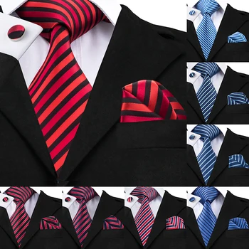 8 Stiilid Klassikaline Triibuline Luksus Brändi Siidist Lipsud, Meeste Punane Sinine Äri Pool Pulm Lipsu Komplekti Kõrge Kvaliteediga Hi-Tie