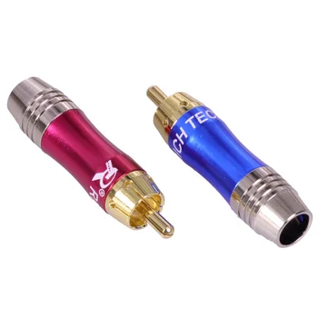 8pcs/4pairs kullatud RCA Pistik RCA male plug adapter Audio/Video Liides Toetab 6mm Kaabel must+punane