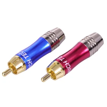8pcs/4pairs kullatud RCA Pistik RCA male plug adapter Audio/Video Liides Toetab 6mm Kaabel must+punane