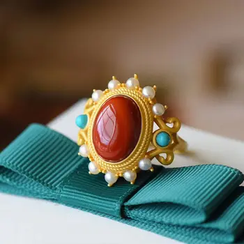 925 hõbedaga inkrusteeritud loomulik lõuna-punane avärav pearl türkiissinine ripats kaelakee niši kerge luksus võlu naine brändi ehtekomplekt