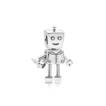925 Sterling Hõbe Pärlitega Roosa Emailiga Võimsus Armastus Südames Robot Võlu Sobivus Originaal Pandora Käevõrud DIY Võlusid Kaelakee Ehted