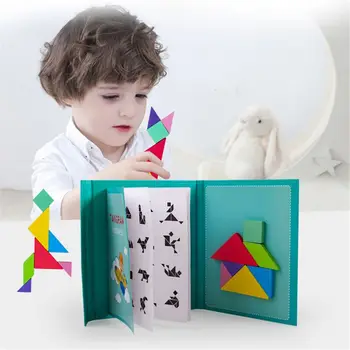 96 Mõistatusi Magnet Tangram Lapsed Mänguasjad Montessori Haridus-Magic Raamat Sobiks Baby Kids