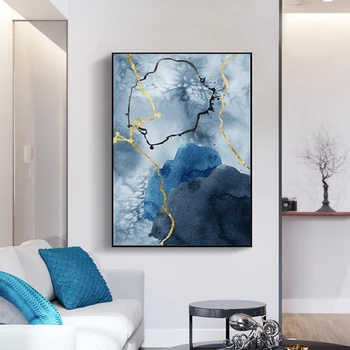 Abstract Blue) Mereväe Marmor-Estambid ja-Plakati, Lõuend Maalid Seina Art Pilte elutuba Office Home Decor