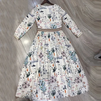 AELESEEN Raja Moe Valge Kleit Naiste 2020. Aasta Kevad-Suvel Rannas Kleit Õie Printida Elegantselt Midi Puhkus Kleit Vestido