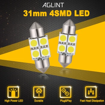 AGLINT 10TK LED Festoon C5W 31mm 5050 LED Kiibid 4 SMD Salongi Valgustus Universal jaoks Doom Lugemine Kaardil Uks Pirn Valge 12V DC