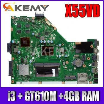 AKemy X55VD ASUS X55VD X55V X55C X55VDR Sülearvuti emaplaadi I3-2350M PROTSESSOR REV.3.1 koos 4GB graafika kaardi Emaplaadi test hea