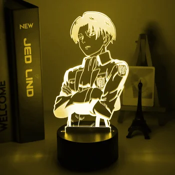 Akrüül Tabel Lamp Anime Rünnak Titan Kodus Tuba Decor Light Lahe Poiss Lapse Kingitus Kapten Levi Ackerman Joonis Öö Valguses