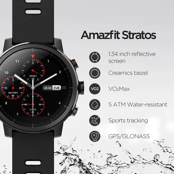 Algne Amazfit Stratos Smartwatch Smart Watch Bluetooth GPS Calorie Count Süda Monitor 50M Veekindel Android ja iOS Telefoni