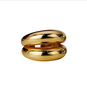 Amaiyllis 925 sterling hõbe 18k Kuld Läikiv Avatud Rõngad Liialdatud Geomeetriline Avamine nimetissõrme Rõnga naiste Jewellry Kingitus
