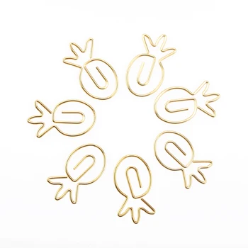 Ananassi kirjaklamber Eriline-kujuline Golden Pin-Kuld kirjaklambrid Kuld Decor Büroo Kuld Kirjatarvete kontoritarbed Kuld Klambrid