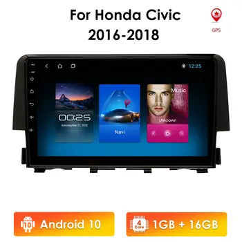 Android 10 Auto Raadio 2 Din GPS Navi Honda CIVIC 2016 2017 2018 2GB 64GB WIFI 4G BT DVR Peegel Link OBD2