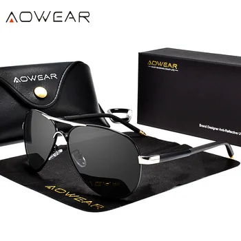 AOWEAR Lennunduse Polariseeritud Päikeseprillid Meeste Sõidu Peegel Päikese Prillid Mees Brand Design Classic Pilot Prillid Oculos Gafas De Sol