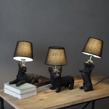 Art Decor Vaik Tabel Lamp Magamistuba, elutuba Lapsed, tuppa lapsed öö lambi Koerad Anmails Tabel lamp Must lampshades
