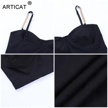 Articat Kett Spagetid Rihm Tank Topid Naistele Must Casual Backless Camisole Naiste Kevad Streetwear Kõhn, Lühike Top