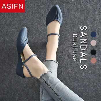 ASIFN Naiste Sandaalid luksus Brändi Suve Sussid Tõsta Korter Kanna Vabaaja Ins Stiilis Lukk Libiseb Puidust Plokk Väljas Kingad
