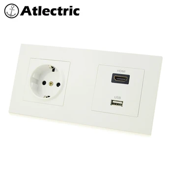 Atlectric EL Standard Pistik pistikupesast HDMI-USB-TV-Port Pesa Seina Pistikupesa Plastikust Paneeli Vooluvõrku