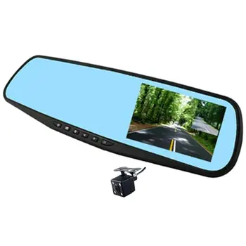 Auto Sõidu Diktofon 4.3 Tolline Rearview Mirror Dual Kaamera, Auto Tagurdamine Pildi Sõidu Diktofon
