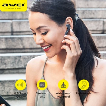 Awei T10C TWS V5.0 Touch Control Mini Traadita Bluetooth-Earbuds HD Stereo Heli, Müra Tühistamises Traadita Laadimise Mängimine