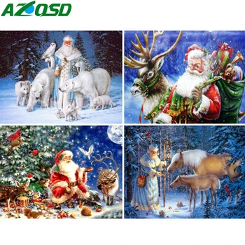 AZQSD 5D DIY Diamond Maali Santa Claus Käsitöö Diamond Tikandid Mosaiik Jõulupuu Täis Square Puurida Jõulud Kingitus