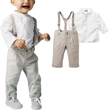 Baby Poiste Riided Komplekti Härrasmees Set Riided Pikk Varrukas Tops + Pikk Suspender Püksid 5 Suurused
