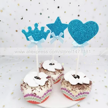 Baby Shower Cupcake Toppers Jumalik Väike Cupcake Korjab Poisid Tüdrukud Sünnipäeva Sinine Roosa Kook Teenetemärgi Küpsetamine Tarvikud