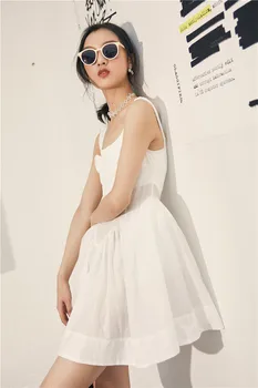 Ballett Stiilis Valge Tank Kleit Suvel Pall Kleit Ruffle Mini Kleit Naiste Disainer Paigaldatud Lühike Kleit Mood 2020 P357