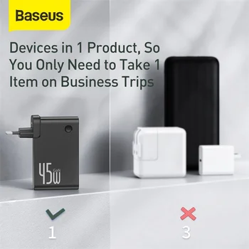 Baseus 45W GaN Laadija 10000mAh Power Bank USB-C Tüüpi Kaasaskantav Laadija Välise Aku PD Kiire Laadimine iphone Macbook 11