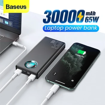 Baseus PD 65W Power Bank 30000mAh PowerBank QC 4.0 SPL AFC Kiire Laadimine iPhone Macbook pro Sülearvuti, Väline Akulaadija