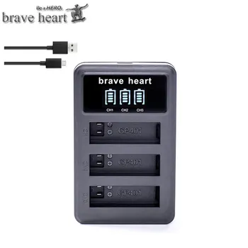 Bateria Gopro Hero 4 hero4 Aku + LED 3-Slots-USB-Laadija GoPro HERO4 must/hõbe/valge Action Kaamera tarvikud