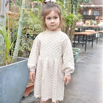 Beebi Tüdrukud Kudumise Kleidid Väikelapse Tüdruk Talvel Kududa Kleit Ilus Vintage Stiilis Lapse Täieliku Varruka Kniting Kleit