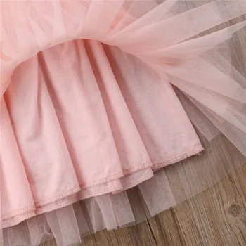 Beebi Tüdrukud Riietumisstiil Imiku Baby Kids Armas Roosa Pits Printsess Kleit Pulmapidu Kleit 2019 Lühikeste Varrukatega Tutu Kleidid Tüdrukutele