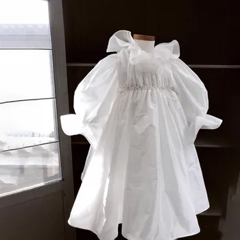 Beebi tüdrukud valgem kleit primavera uus magus ruffles pikk varrukas kleit lastele Profileerimine mood kleit ws459