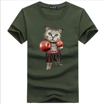 Binyuxd Mehed Boxinger Cat Mood 3D Print T-Särgi Suvel Kawaii Pluss Suurus Puglism Tugev Poksija Meeste T-särgid