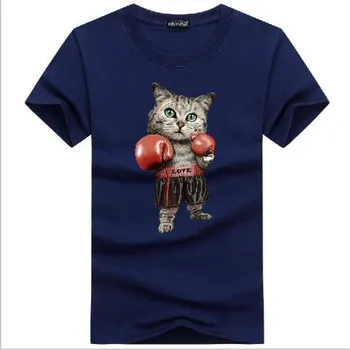 Binyuxd Mehed Boxinger Cat Mood 3D Print T-Särgi Suvel Kawaii Pluss Suurus Puglism Tugev Poksija Meeste T-särgid