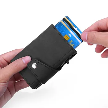 BISI GORO Mehed id Credit Card Hoidja Rahakott RFID Blokeerimine Kaitse PU Nahk, Metall, Alumiinium Krediitkaart Business Bank Kaardi Puhul