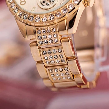 Bling Crystal Naiste Kellad Kuld Mood Genfi Naiste Quartz Watch Roostevabast Terasest Daamid Käekell Relojes Mujer 2020 relogio