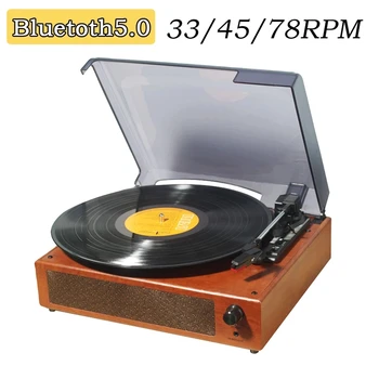 Bluetooth kõlar retro phonograph grammofon vinüül plaadimängija Klassikaline turntable taasesitus Sisseehitatud Stereo Kõlar 33/45/78RPM