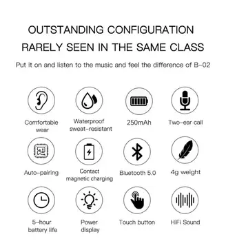 Bluetooth-Kõrvaklapid Juhtmevabad Kõrvaklapid Koos Mikrofoniga, Sport Veekindel Earbuds HIFI Stereo Müra Tühistamises Jaoks Xiaomi Huawei