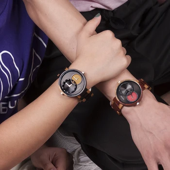 BOBO LIND Luksus Meeste Vaata Paar Kellad Kaks Erinevat ajavööndit Ekraan eri Värvi Uus Disain reloj mujer C-R10
